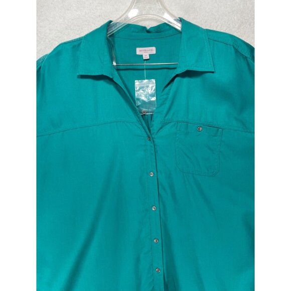 Westbound Woman 2X Short Sleeve Button Up Blouse NWT - Picture 2 of 14